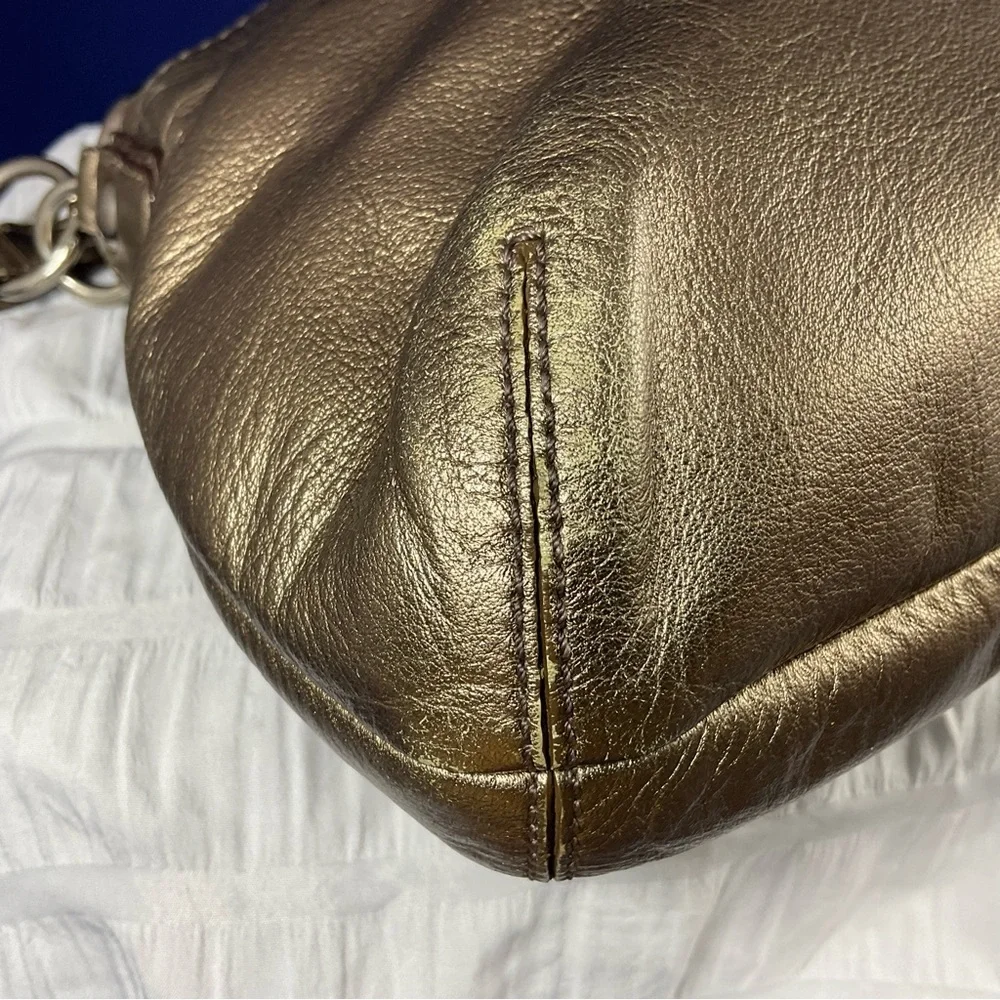 Coach Metallic Leather Hobo Shoulder Bag | Gold Bronz - Picture 12 of 16
